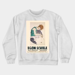 Egon Schiele - Exhibition Art Poster - Seated Woman with Bent Knee Crewneck Sweatshirt